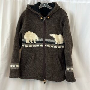 EUC Vintage Zip-Up 100% SzL wool fleece lined sweater jacket